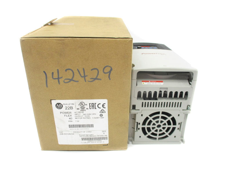 ALLEN BRADLEY 22B-D012N104 SER. A  F/W 7.02 342-528VAC 18.0A (BR/WH) NSMP