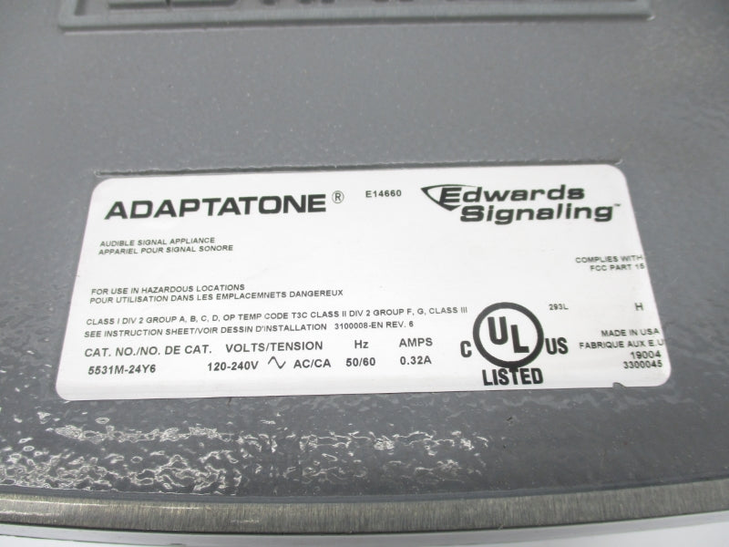 EDWARDS SIGNALING 5531M-24Y6 120-240VAC/CA 0.32A UNMP