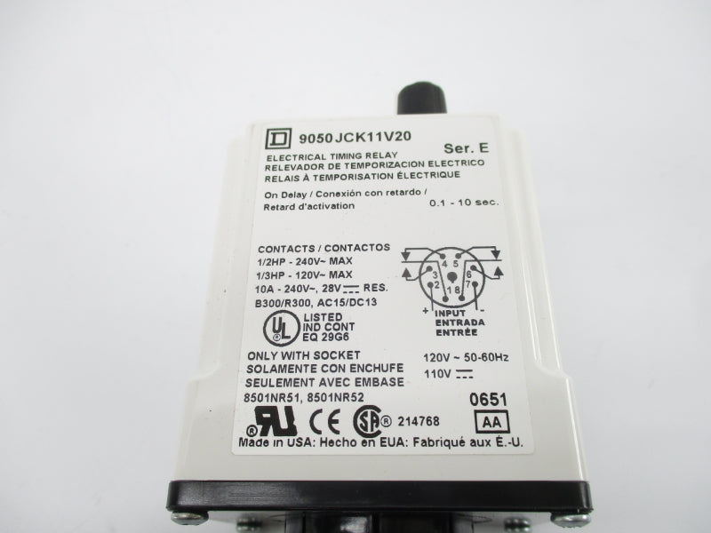 SQUARE D 9050JCK11V20 SER. E 240V 10A 0.1-10S UNMP