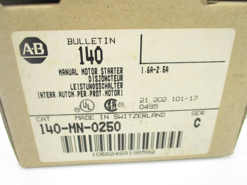 ALLEN BRADLEY 140-MN-0250 SER. C 600V 1.6-2.5A NSMP