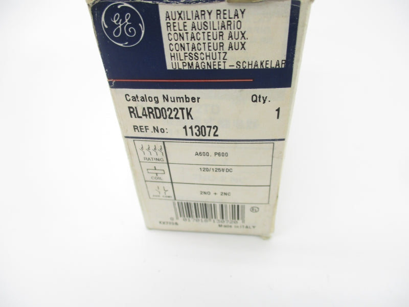 GENERAL ELECTRIC RL4RD022TK 120-125VDC 20A NSMP