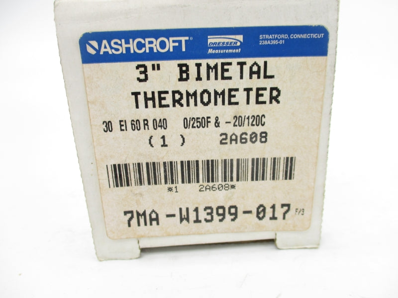 ASHCROFT 7MA-W1399-017 0-250PSI 3" NSMP