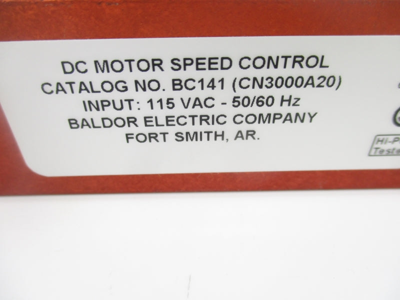 BALDOR ELECTRIC CN3000A20 BC141 115VAC UNMP
