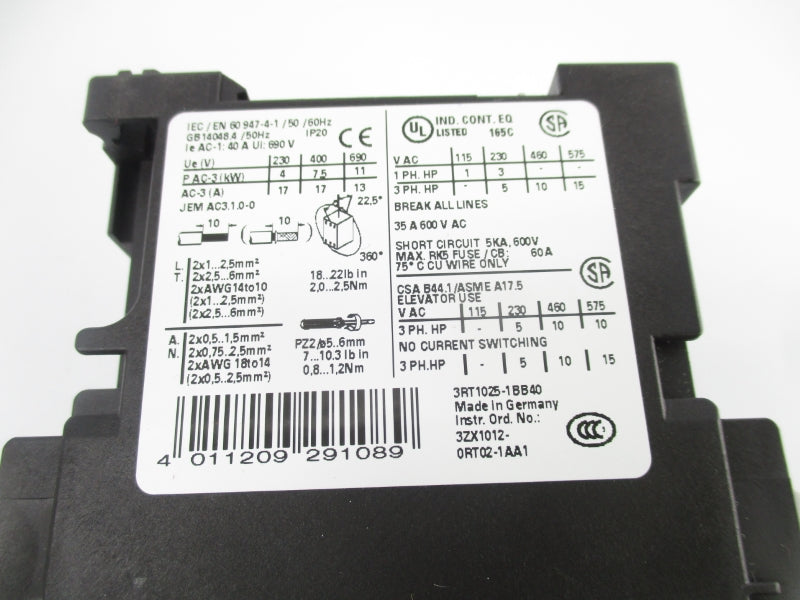 SIEMENS 3RT1025-1BB40 24VDC 60A NSNP
