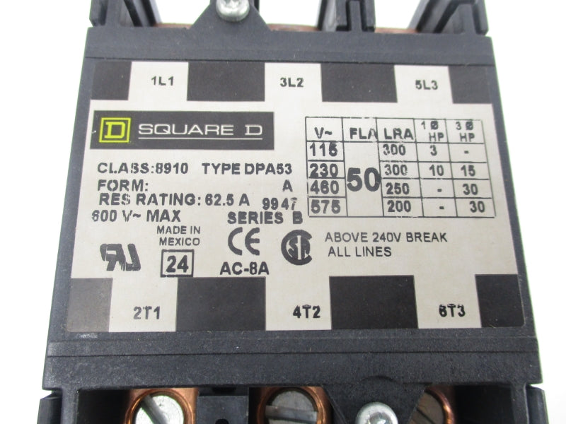 SQUARE D 8910DPA53 SER. B 110-120V 62.5A UNMP