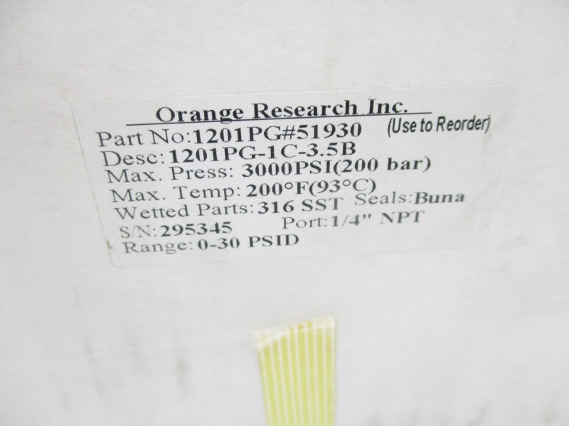 ORANGE RESEARCH 1201PG#51930 0-30PSID 200'F NSMP