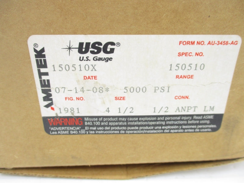 USG 150510X 0-5000PSI 4 1/2" NSMP