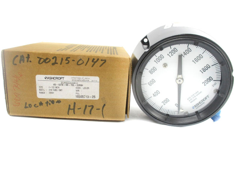 ASHCROFT 45-1279-SS-02L-2000# 0-2000PSI 4-1/2" NSMP