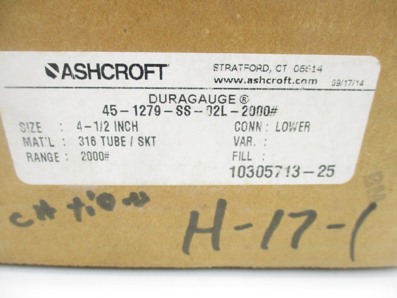 ASHCROFT 45-1279-SS-02L-2000# 0-2000PSI 4-1/2" NSMP