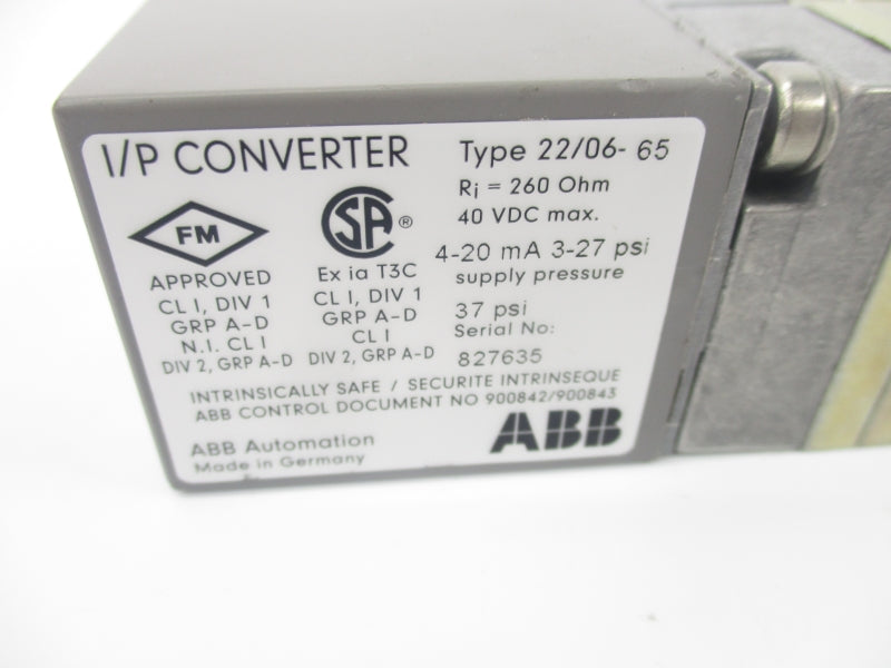 ABB 22/06-65 40VDC 3-27PSI NSNP