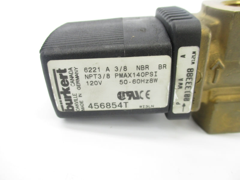 BURKERT 6221A3/8NBRBR 456854T 120V 140PSI 3/8" UNMP