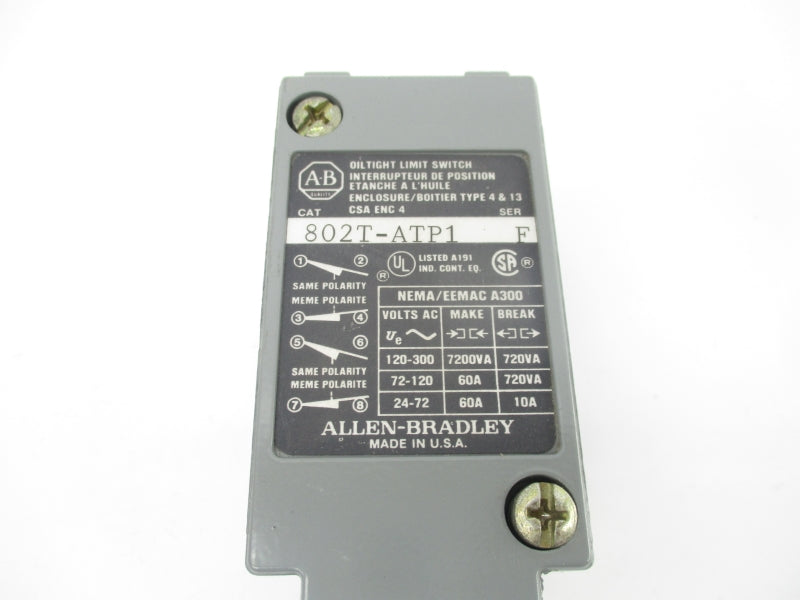 ALLEN BRADLEY 802T-ATP1 SER. F 120-300VAC 60A UNMP