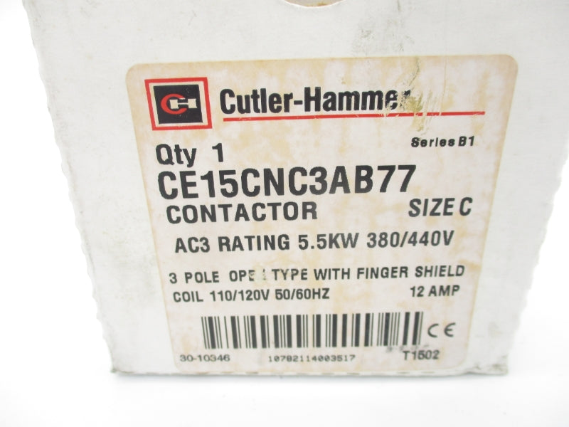 CUTLER HAMMER CE15CNC3AB77 SER. B1 110-120V 12A NSMP