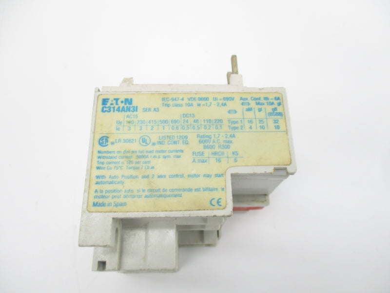 EATON C314AN3I SER. A3 690VAC 1.7-2.4A UNMP