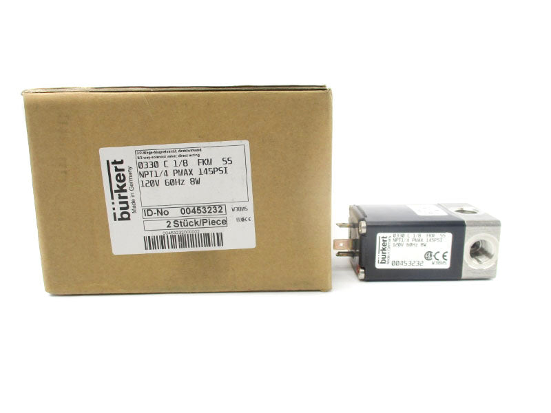 BURKERT 0330C1/8FKMSS 00453232 120V 145PSI UNMP