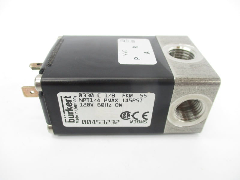 BURKERT 0330C1/8FKMSS 00453232 120V 145PSI UNMP