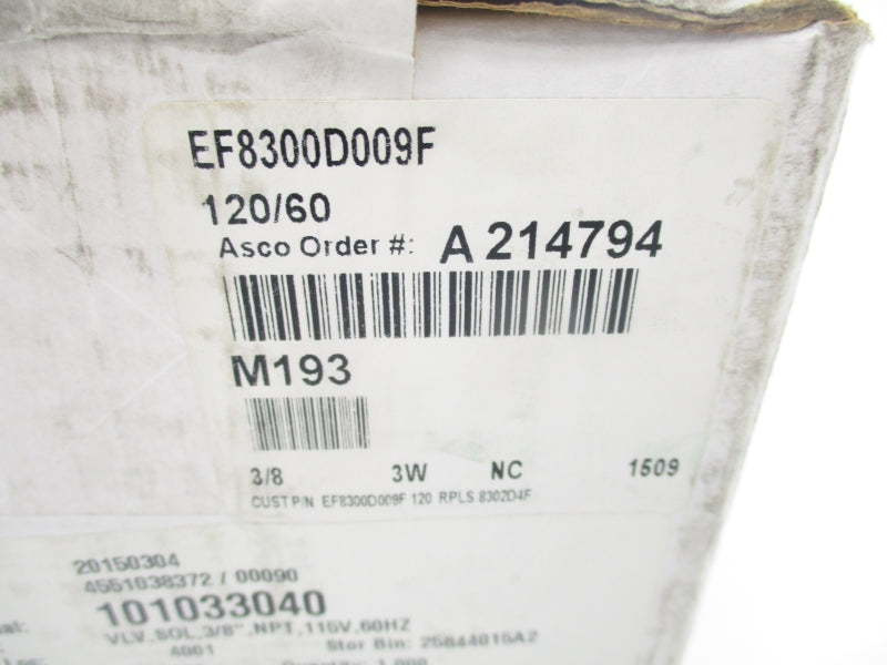 ASCO EF8300D009F 120V 3/8" NSFS
