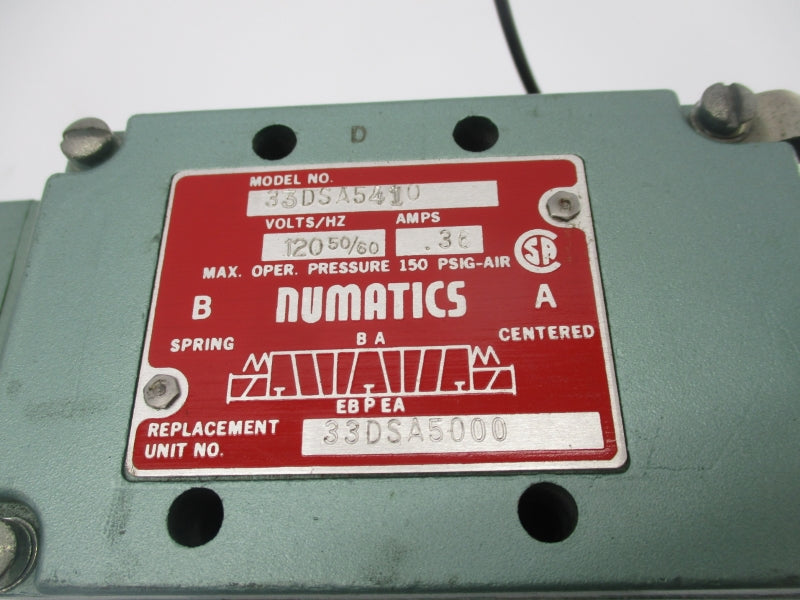 NUMATICS 33DSA5410 120V .36A 150PSI NSNP