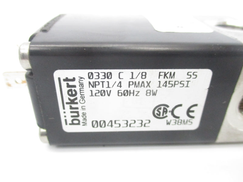 BURKERT 0330C1/8FKMSS 00453232 120V 145PSI NSNP