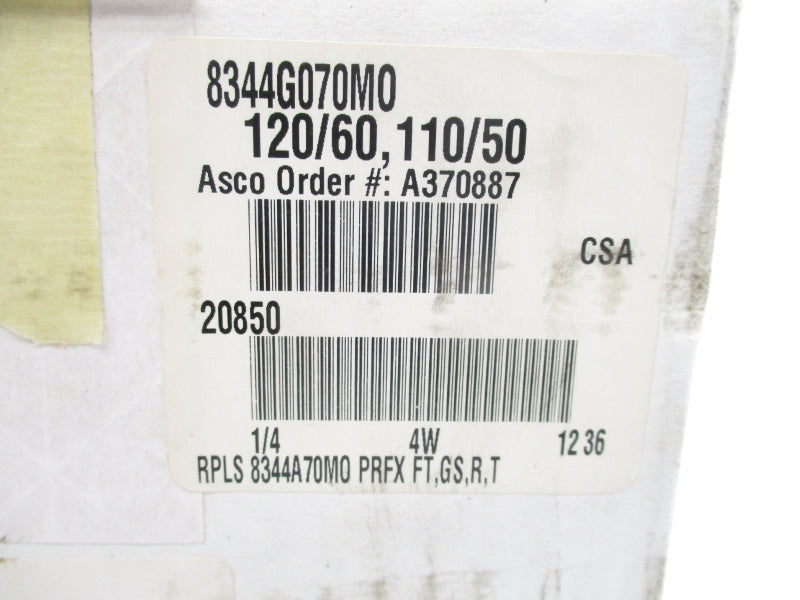 ASCO 8344G070MO 110/120V 10-125PSI 1/4" NSMP