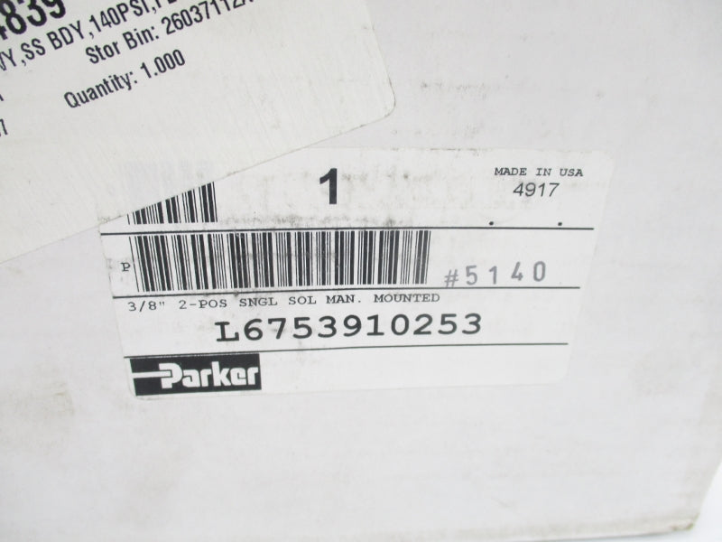PARKER L67539102153 110/120VAC 140PSI 3/8" NUPI