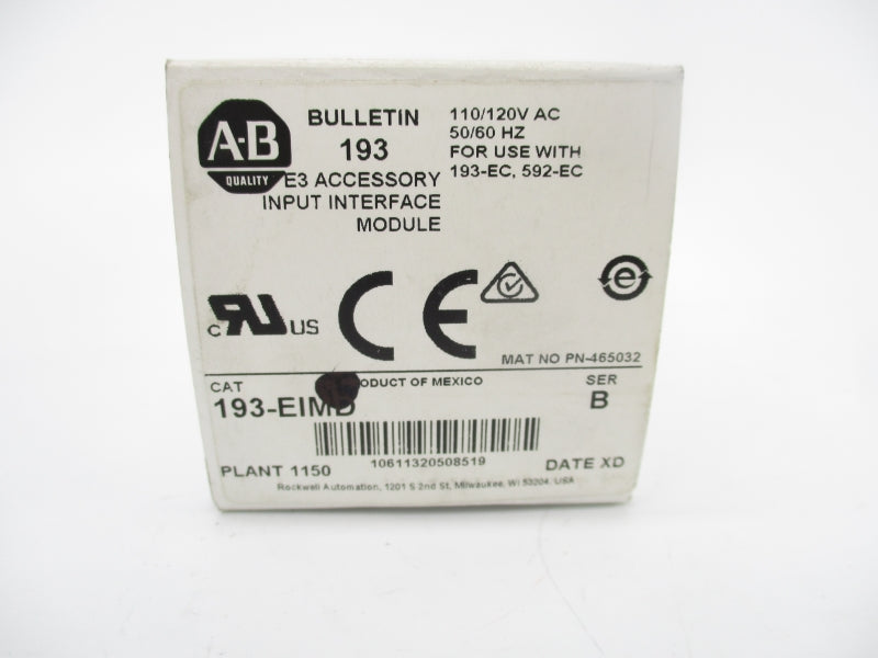 ALLEN BRADLEY 193-EIMD SER. B 110/120V (WH) NSMP