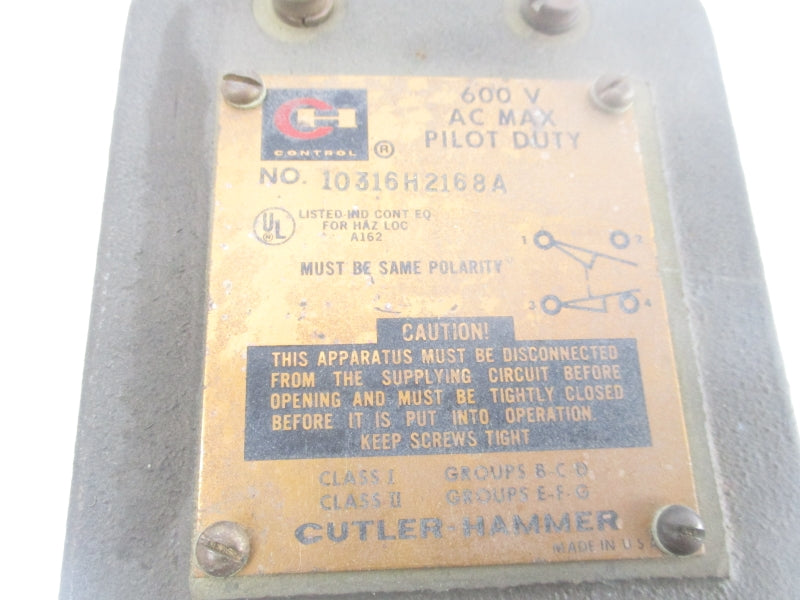 CUTLER HAMMER 10316H2168A 600VAC UNMP