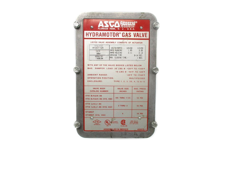 ASCO AH2D112A 110/120V 2.25A 15PSI NSNP