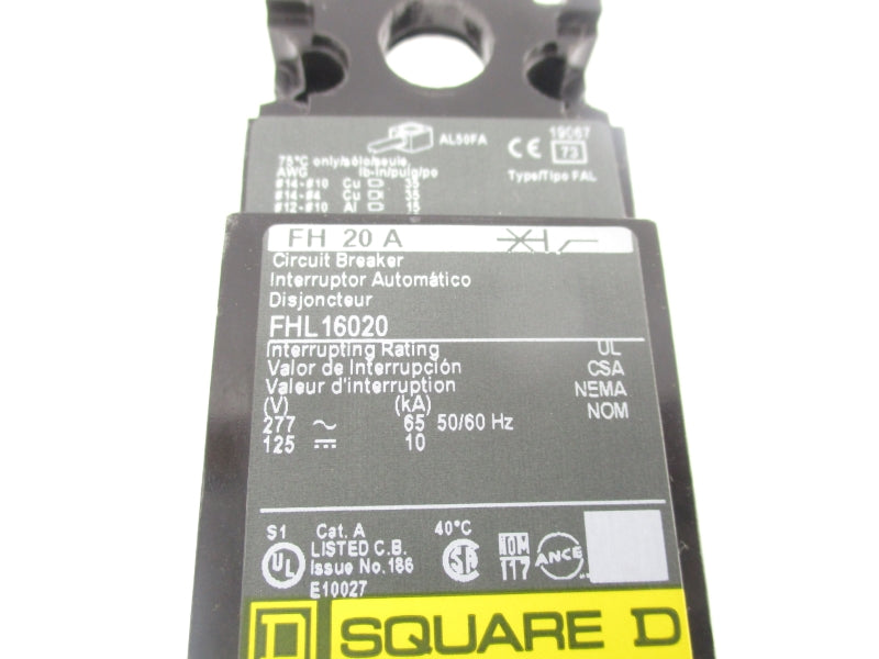 SQUARE D FHL16020 277V 20A NSNP