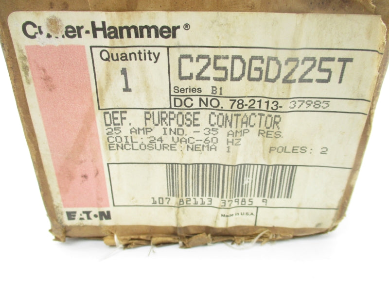 CUTLER HAMMER C25DGD225T SER. B1 24VAC 25A NSMP