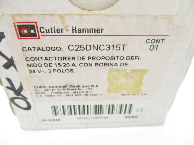 CUTLER HAMMER C25DNC315T SER. C1 24V 15A NSMP