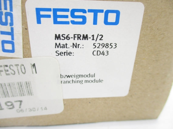 FESTO MS6-FRM-1/2 529853 SER. CD43 300PSI NSMP