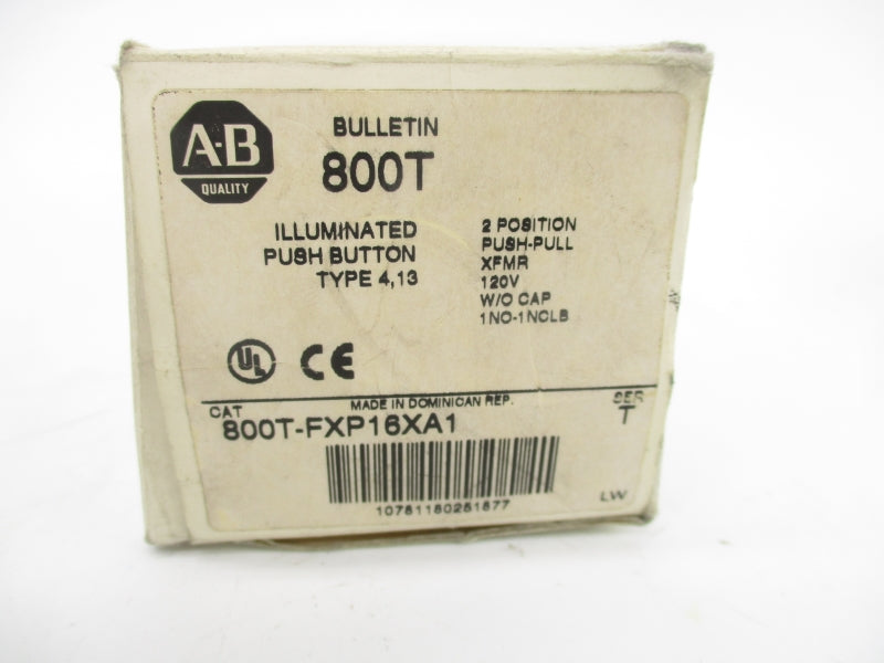 ALLEN BRADLEY 800T-FXP16XA1 SER. T 120V (NO BULB) (WH) NSMP
