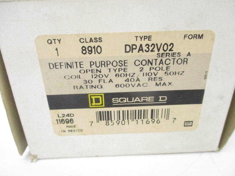SQUARE D 8910DPA32V02 SER. A 110-120V 40A NSMP