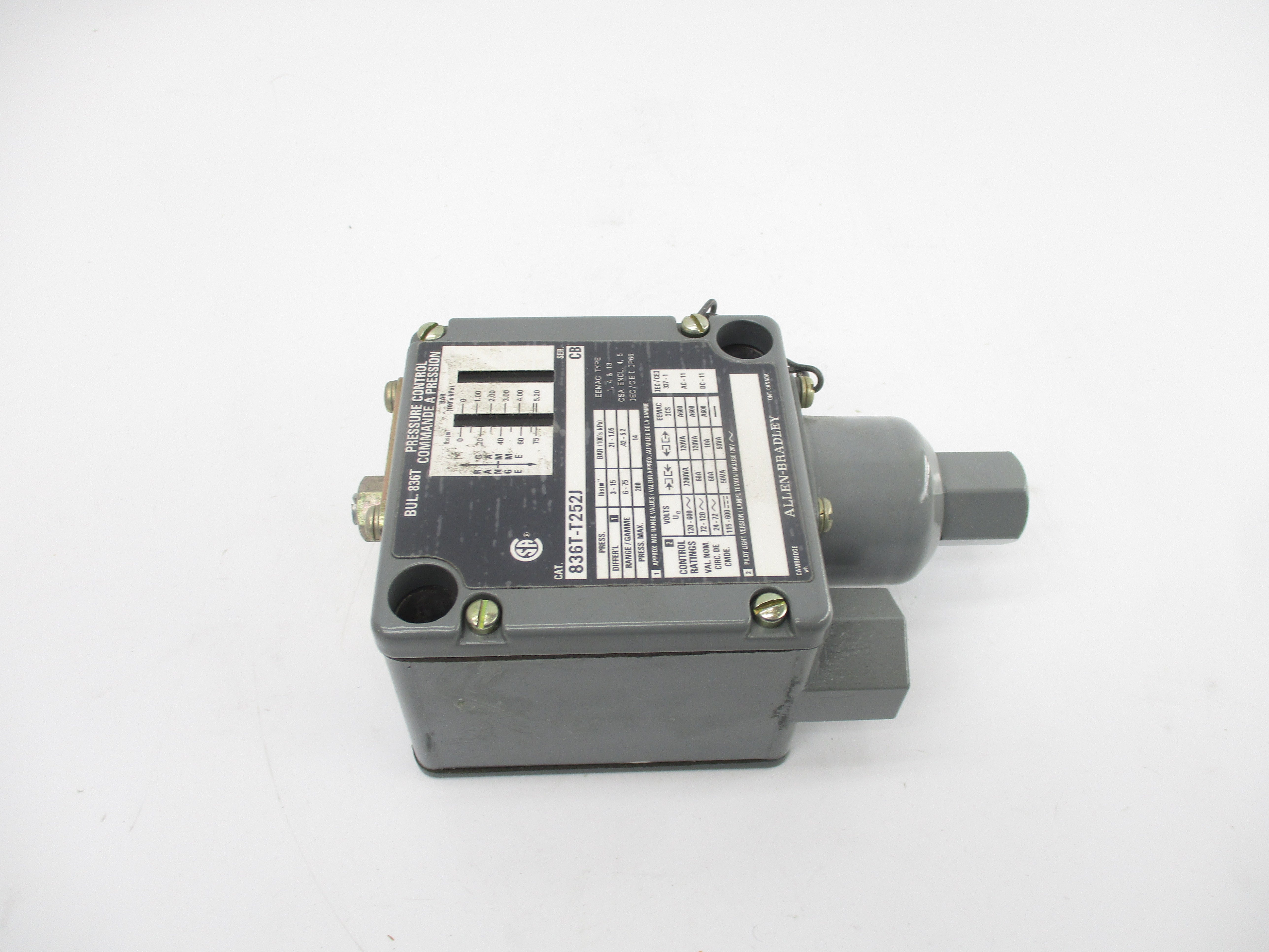 ALLEN BRADLEY 836T-T252J SER. CB 120-600V 200PSI (BR/YL) NSMP