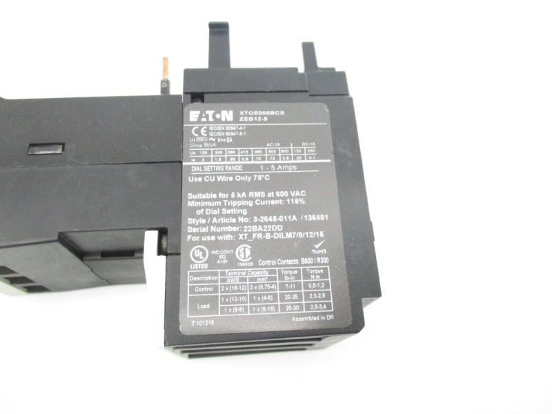 EATON XTOE005BCS ZEBXTOE 690V 1.0-5.0A NSNP