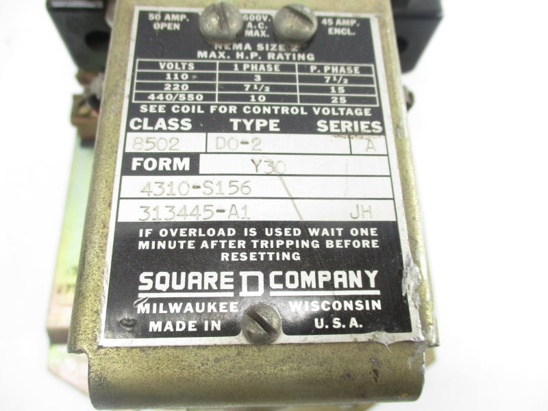 SQUARE D 8502D02 SER. A 208/220V 50A UNMP