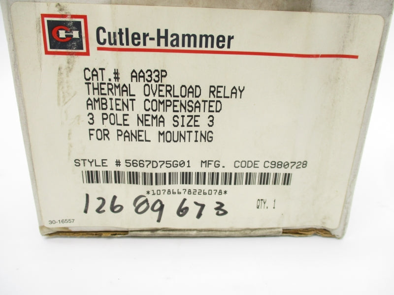 CUTLER HAMMER 5667D75G01 AA33P 600VAC .5A NSMP