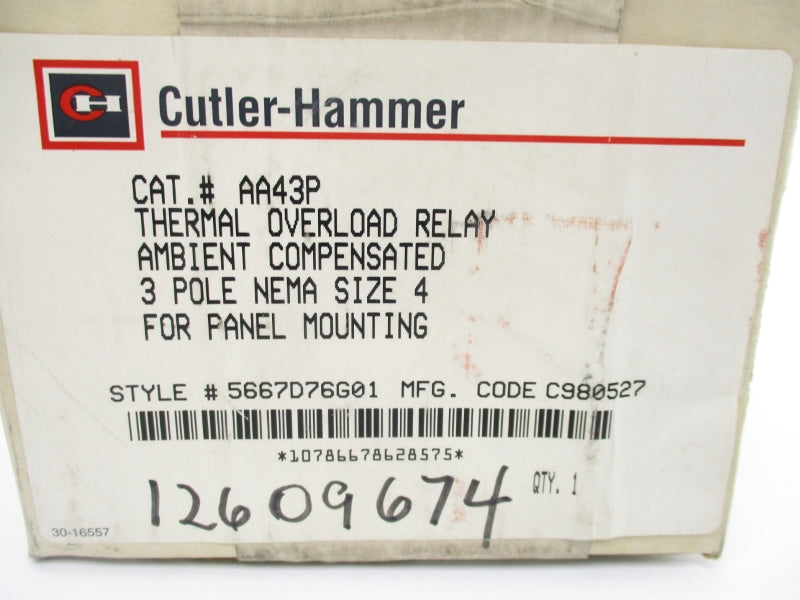 CUTLER HAMMER 5667D76G01 AA43P 600VAC .5A NSMP
