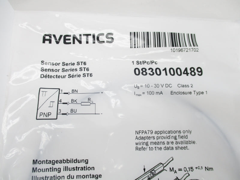 AVENTICS 0830100489 10-30VDC NSMP