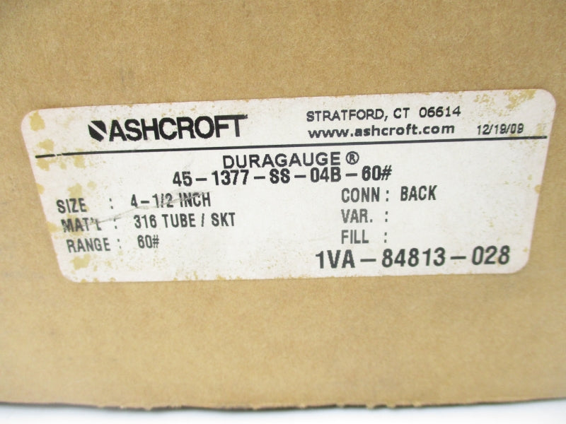 ASCHROFT 45-1377-SS-04B-60# 0-60PSI NSMP