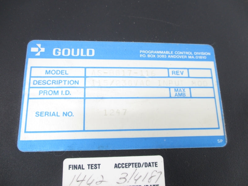 GOULD AS-8817-116 115/230VAC UNMP