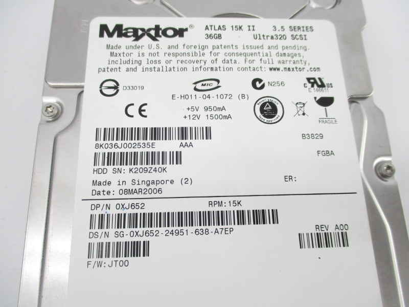 MAXTOR 0XJ652 SER. 3.5 F/W JT00 NSNP