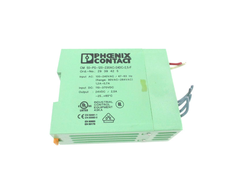 PHOENIX CONTACT CM50-PS-120-230AC/24DC/2,5/F 2939425 100-240VAC 1.2-0.7A UNMP