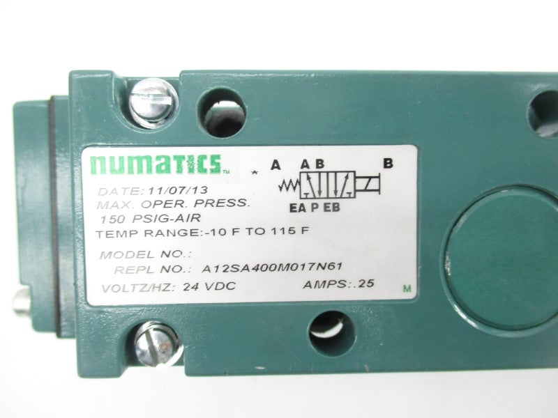 NUMATICS A12SA400M017N61 24VDC .25A 150PSI NSNP