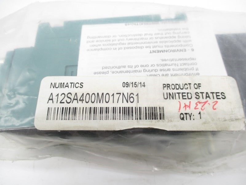 NUMATICS A12SA400M017N61 24VDC .25A 150PSI NSMP