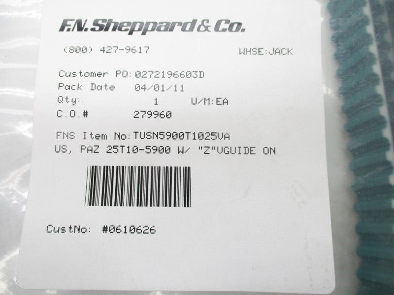 F.N.SHEPPARD TUSN5900T1025VA NSMP