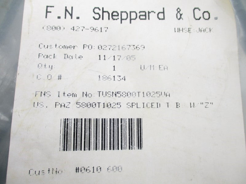 F.N.SHEPPARD TUSN5800T1025VA NSMP