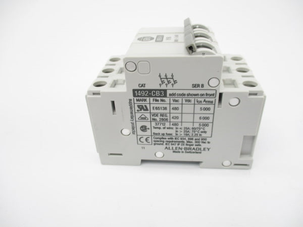 ALLEN BRADLEY 1492-CB3H160 SER. B 480VAC 16A (GY/BL) NSMP
