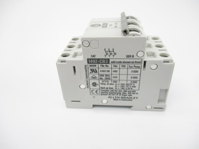 ALLEN BRADLEY 1492-CB3H160 SER. B 480VAC 16A (GY/BL) NSMP